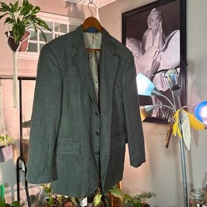 Chaps Ralph Lauren Men's Green Houndstooth Wool Blazer Sport Coat